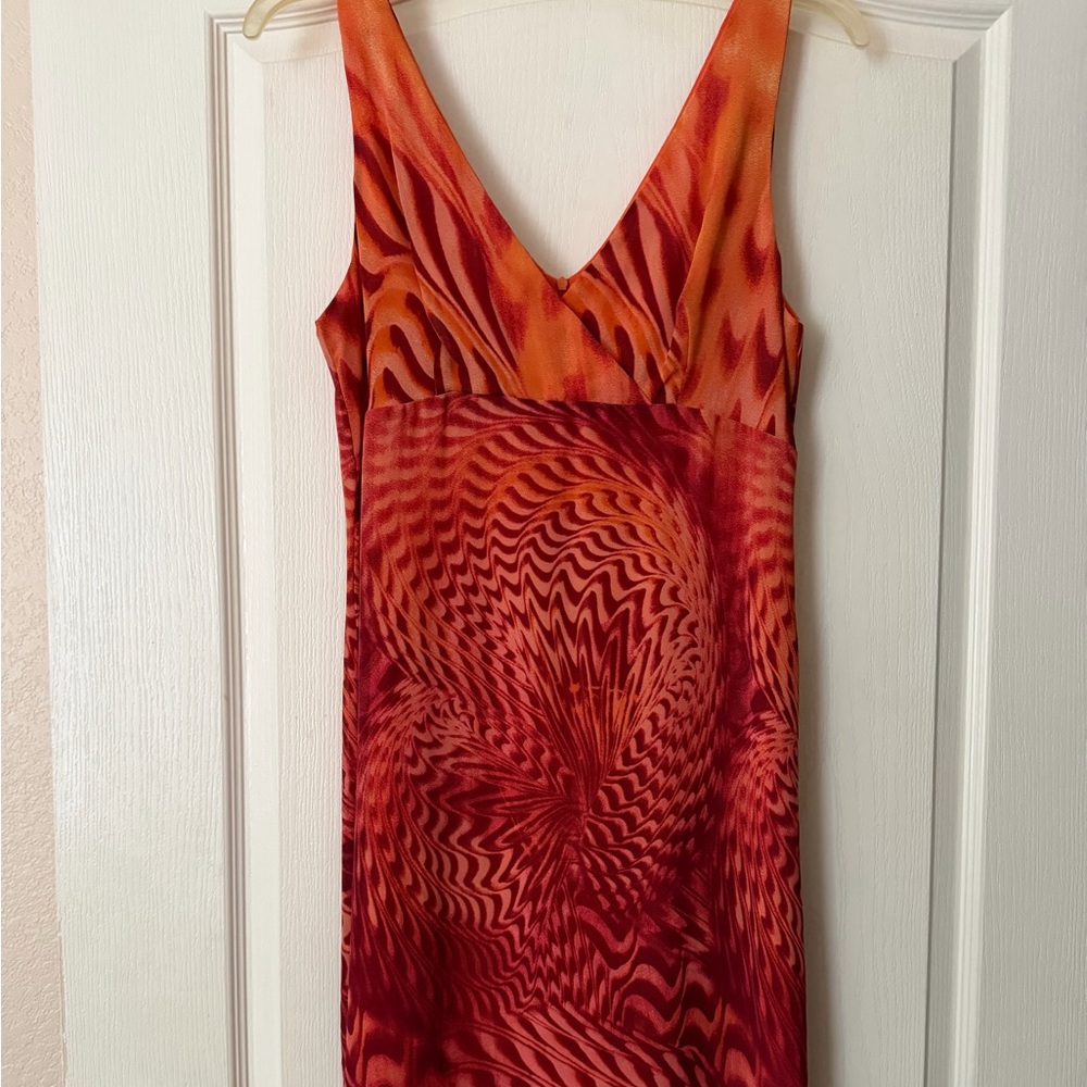 Vibrant Orange Swirl Dress